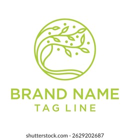 Organic tree design in a circular frame, representing nature, balance, and vitality. Great for eco brands, natural cosmetics, or environmental nonprofits.