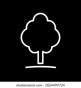 Organic tree logo, eco emblem, ecology natural symbol, isolated on black background