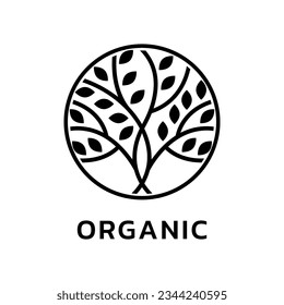 Logo o icono del árbol orgánico. Símbolo abstracto de la naturaleza. Planta, natural, símbolo de círculo ecológico. Concepto de ecología. Ilustración vectorial.