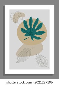 Organic trending tropical plants background for social media, poster, flyer