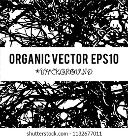 Organic vector background with nature foliage textures and dark grunge items for creation of design banners, music cover, wallpapers ,flyers, web sites with grunge industrial ideas.