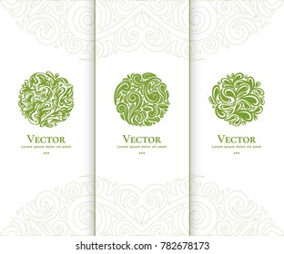 Organic vector emblem. Can be used for jewelry, beauty and fashion industry. Design elements. Great for logo, monogram, invitation, flyer, menu, brochure, postcard, background, or any desired idea.