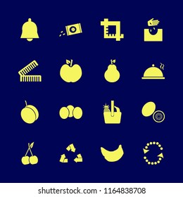 organic vector icons set. with apple, banana, pear and basket pineapple banana in set