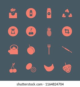 organic vector icons set. with apricot, rolling pin, kitchen scale and crop in set