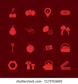 organic vector icons set. with combs, soap, pitchfork and teapot in set