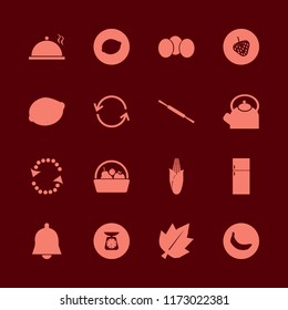 organic vector icons set. with teapot, rolling pin, recycle sign and lemon in set