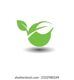 Organic vector logo template concept illustration. circle Green leaves sign. Ecology nature vector element icon. leaf logo and abstract organic leaf logo.