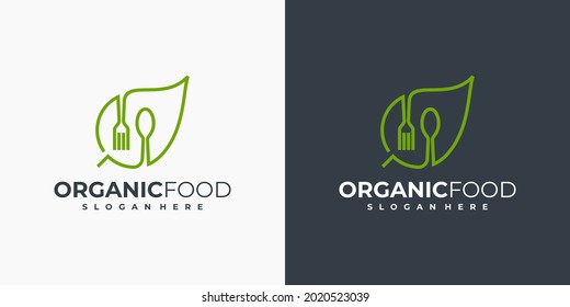 organic vegan food leaf nature concept logo