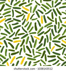 Organic vegan food. Seamless pattern. Green and golden zucchini. Bountiful harvest texture. Garden background. Summer vegetables. Healthy lifestyle.
