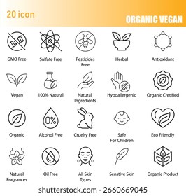 Organic and Vegan Icon Set, Vector Illustration.