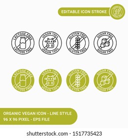 Organic Vegan icons set vector illustration with icon line style. Editable stroke icon on isolated white background for web design, user interface,  and mobile application 