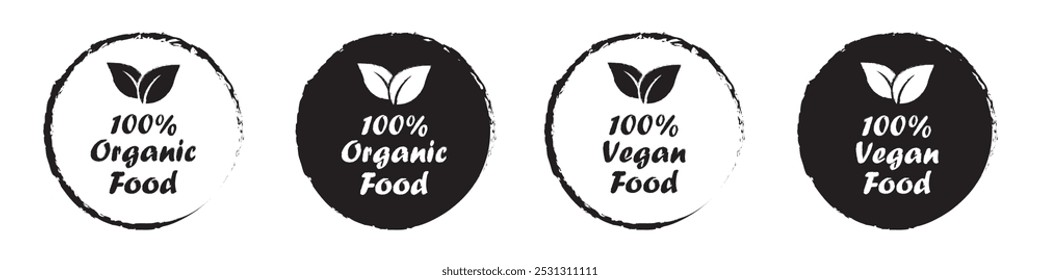 Organic, vegan and nature set icon, vector illustration