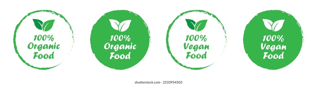 Organic, vegan and nature set icon, vector illustration