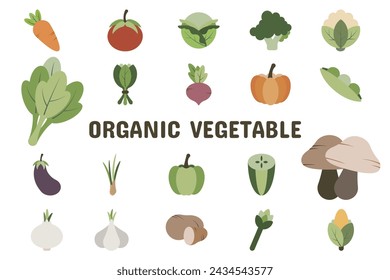 Organic Vegetable Flat Vector Illustration Icon Sticker Set Design Materials