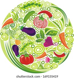 Organic vegetable food menu vector illustration