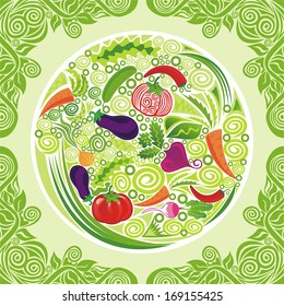Organic vegetable food menu vector illustration