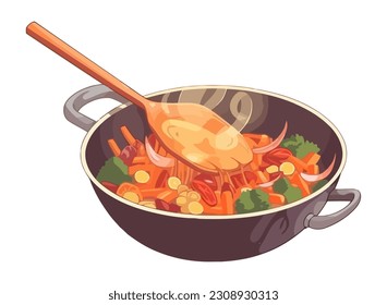 Organic vegetable stew cooked with fresh ingredients icon isolated