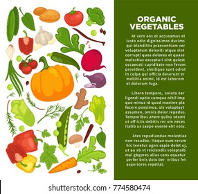 Bio-Gemüse-Plakathintergrund Vorlage für vegetarisches Essen oder veganische Diät.