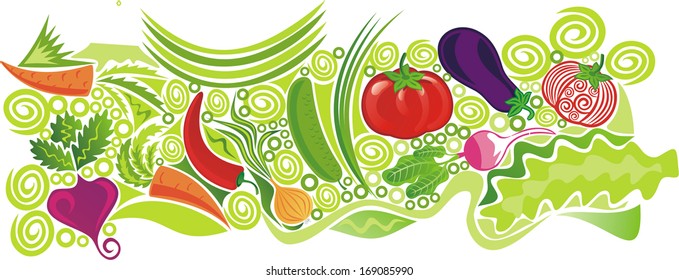 Organic vegetables menu vector illustration