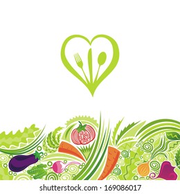 Organic vegetables menu vector illustration