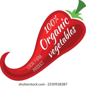 Organic vegetables retail logo in watercolor hot pepper shape