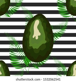 Organic vegetarian avocado seamless repeating pattern - flat style illustration