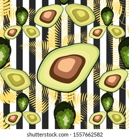 Organic vegetarian avocado seamless repeating pattern - flat style illustration