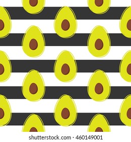 Organic vegetarian avocado seamless repeating pattern - flat style vector illustration