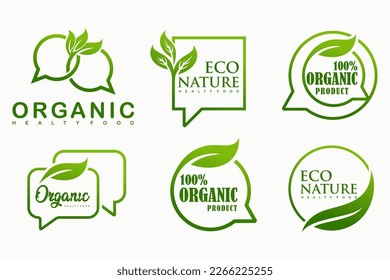 Organic vegetarian banner.Set of modern natural and organic products logo templates and icons.