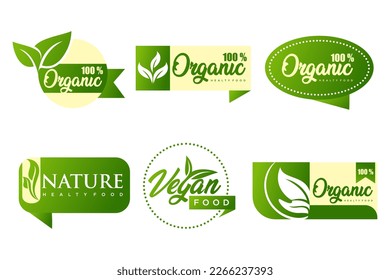 Organic vegetarian banner.Set of modern natural and organic products logo templates and icons.