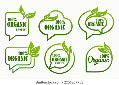 Organic vegetarian banner.Set of modern natural and organic products logo templates and icons.