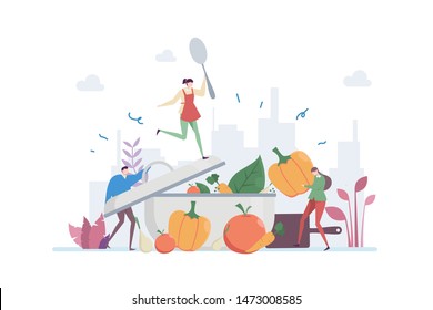 Organic Vegetarian Diet Vector Illustration Concept Showing a healthy ketogenic organic diet menu, Suitable for landing page, ui, web, App intro card, editorial, flyer, and banner.