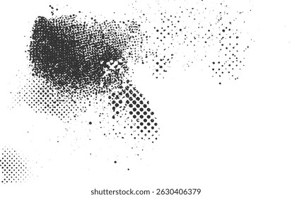organic vintage halftone vector background featuring grunge ink print textures and abstract dots in monochrome perfect for retro style graphic design