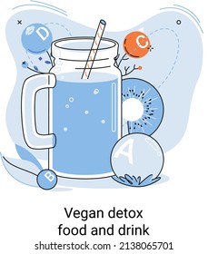 Organic and vitamin full beverage. Vegan detox food and drink. Therapeutic smoothie as healthy diet cocktail, herbal nourishment metaphor. Raw ingredient blend, nutrition for energy diet natural juice