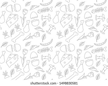 Organic Waste Drawing Outline Seamless Pattern Wallpaper  01
