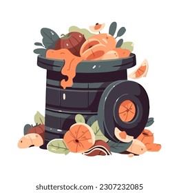 organic waste, food in a bucket icon isolated