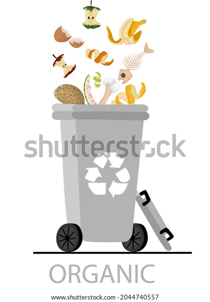 Organic Waste And Garbage. Waste sorting\
concept. Vector illustration in doodle\
style.