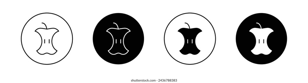 Organic Waste Icon Set. Food recycle compost vector symbol in a black filled and outlined style. Cycle Renew Sign.