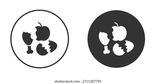 Concepto de iconos de residuos orgánicos en versiones sólidas. Estilo de diseño plano.