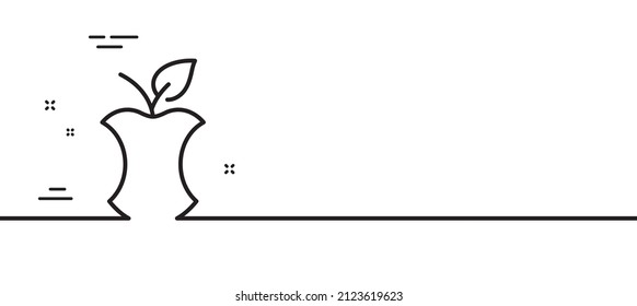 Organic waste line icon. Apple core sign. Leftover food products symbol. Minimal line illustration background. Organic waste line icon pattern banner. White web template concept. Vector