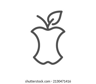 Organic waste line icon. Apple core sign. Leftover food products symbol. Quality design element. Linear style organic waste icon. Editable stroke. Vector