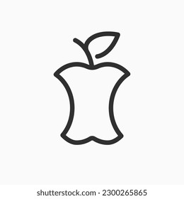 Organic waste line icon apple core sign. Food quality stroke design element, garbage trash organic waste icon