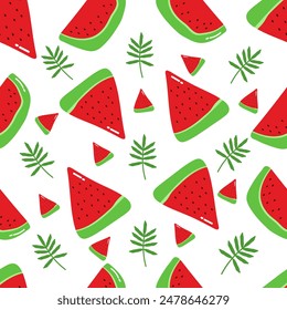 Organic watermelon fruits seamless pattern
