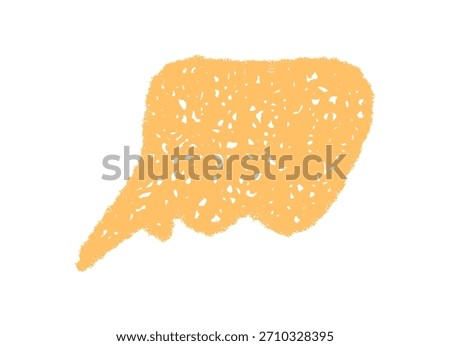 Organic wavy bubble in crayon sketch style forms a playful comic talk shape. Rectangle speech element adds conversation and message focus. Graphic dialog enhances communication in yellow.