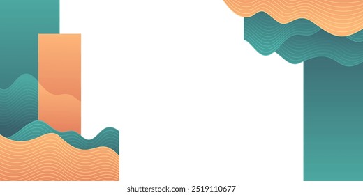 Organic wavy decoration with copy space, corporate identity for left and right side of layout of brochure or slideshow. Soft gradients, white background