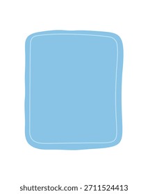 Quadro retangular ondulado orgânico com borda desenhada à mão e forma de bolha fluida. Modelo de plano de fundo em azul para uso de texto ou cartão. Estilo mínimo de doodle com borda orgânica limpa e espaço vazio.