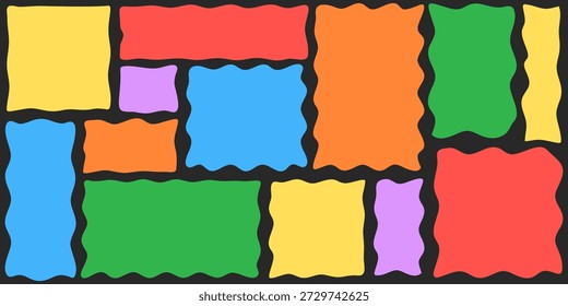  Marco de rectángulo ondulado orgánico con bordes irregulares dibujados a mano. Marco ondulado dibujado a mano con bordes orgánicos que fluyen. Diseño de bordes ondulados para diseños de texto creativos, Anuncios y composiciones gráficas modernas