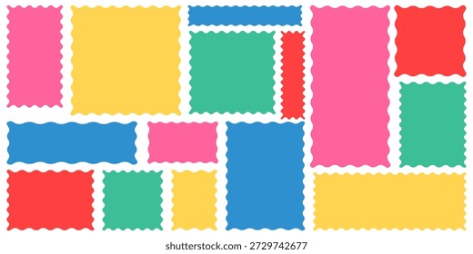  Marco de rectángulo ondulado orgánico con bordes irregulares dibujados a mano. Marco ondulado dibujado a mano con bordes orgánicos que fluyen. Diseño de bordes ondulados para diseños de texto creativos, Anuncios y composiciones gráficas modernas