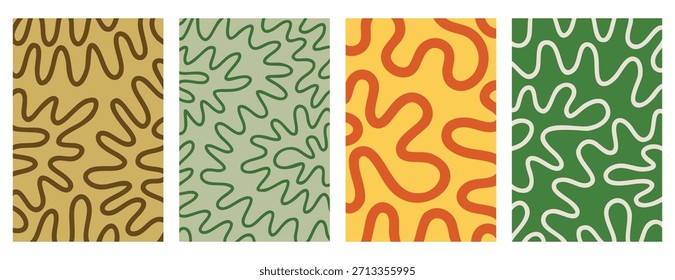 Fondos de Vertical ondulados orgánicos en tonos de naturaleza terrosa. Dibujado a mano. Ilustración vectorial.