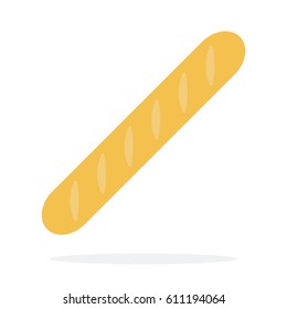 Organic wheat baguette vector flat isolated on white